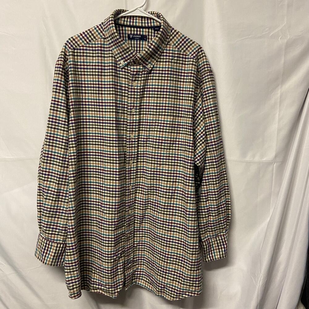 Cremieux Shirt 4XT Plaid Long Sleeve Cotton Button Down Collar Button Up